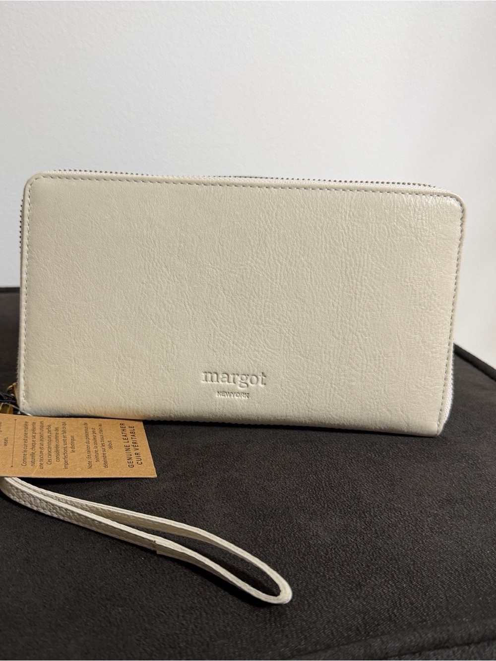 NEW, Margot Benita Cream Zip-Around Wristlet/Wallet